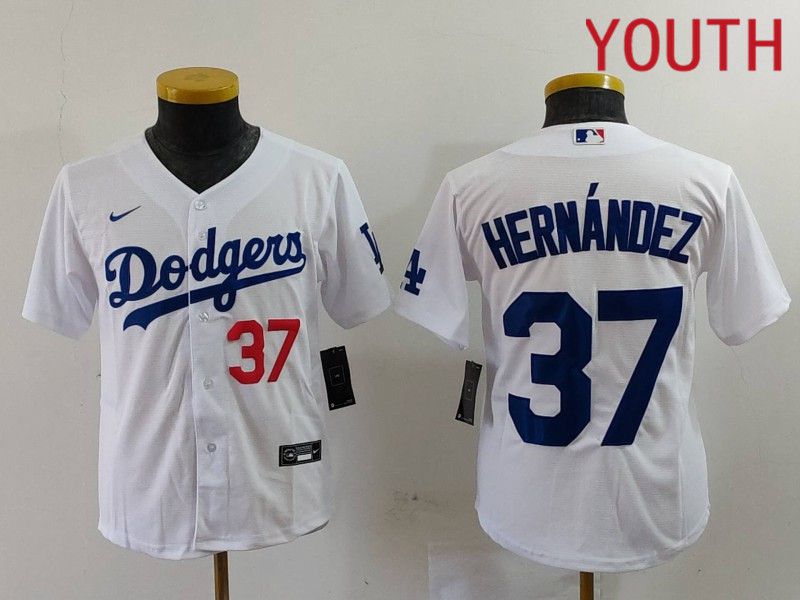 Youth Los Angeles Dodgers #37 Hernandez White Nike Game 2024 MLB Jersey style 7242->youth mlb jersey->Youth Jersey